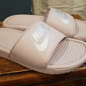 Pink Nike slides